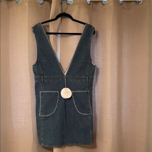 See By Chloe Deep V-Neck Denim Mini Dress